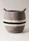 Mango Home Large Striped Jute Basket Grey