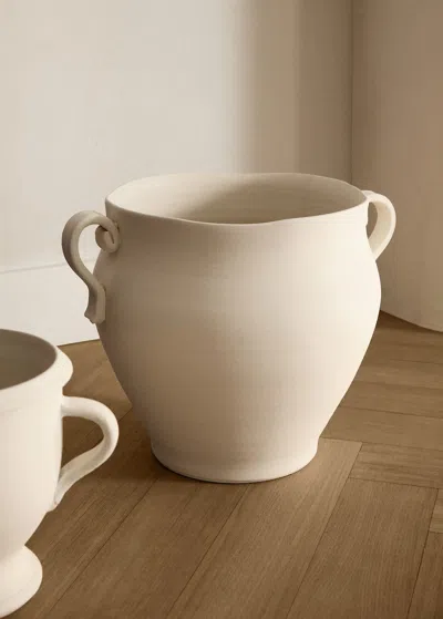 Mango Home Large Terracotta Vase With Handles Off White