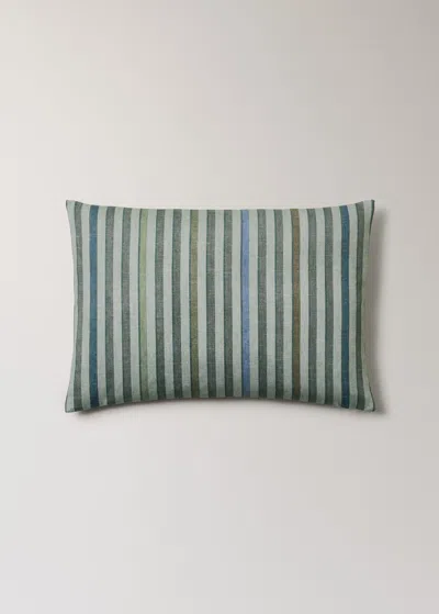 Mango Home Stripe-print Cotton Linen Cushion Cover 40x60cm Forest Green