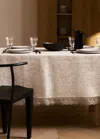 Mango Home Linen-jacquard Floral Lace Tablecloth For 6 To 8 Diners Sand