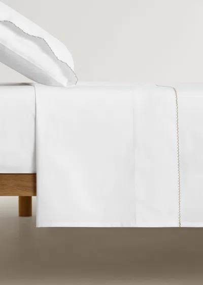 Mango Home Set Of Percale Cotton Top And Pillow With Picueta Detail For Mini-cot White