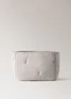 Mango Home Medium Quilted Cotton Basket Grey In Gray