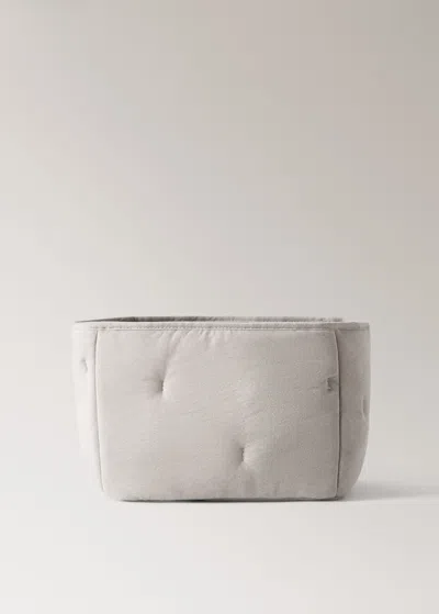 Mango Home Medium Quilted Cotton Basket Grey In Gray