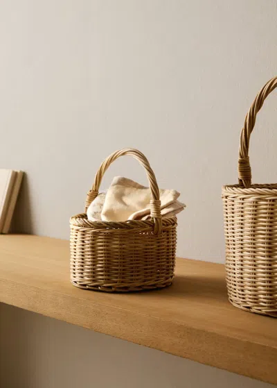 Mango Home Medium Rattan Basket With Handles Brown