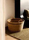 Mango Home Medium Round Rattan Basket With Handles Brown