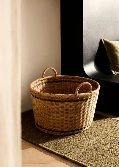 Mango Home Medium Round Rattan Basket With Handles Brown