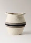 Mango Home Medium Striped Jute Basket White