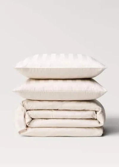 Mango Home Multi-stripe Satin Duvet Cover For 90cm Bed Beige In White