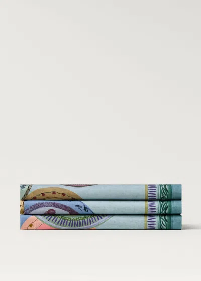 Mango Home Cotton Tablecloth With Plate Print For 6 To 8 Diners Blue
