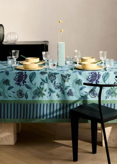Mango Home Floral Printed Cotton Tablecloth For 6 To 8 Guests Mint Green