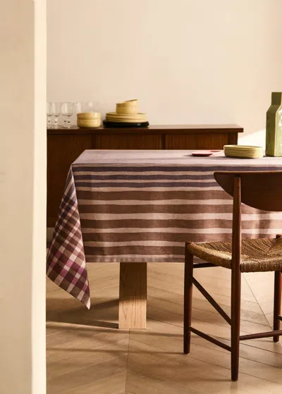 Mango Home Multicolor Printed Cotton Tablecloth For 6 To 8 People Plum