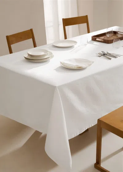 Mango Home Cotton Vanilla Tablecloth For 2 To 4 Diners Off White