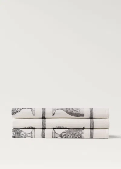 Mango Home Linen Cotton Tablecloth With Glass Print For 6 To 8 Diners Ecru