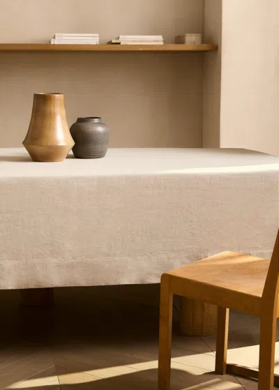Mango Home Linen Tablecloth For 6 To 8 Diners Sand