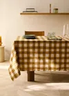 Mango Home Linen Tablecloth With Check Pattern For 6 To 8 Diners Medium Pink