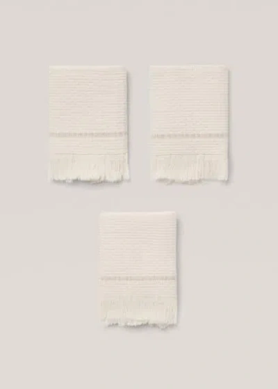 Mango Home Pack Of 3 Gauze Towels With Frayed Ends Ecru In White