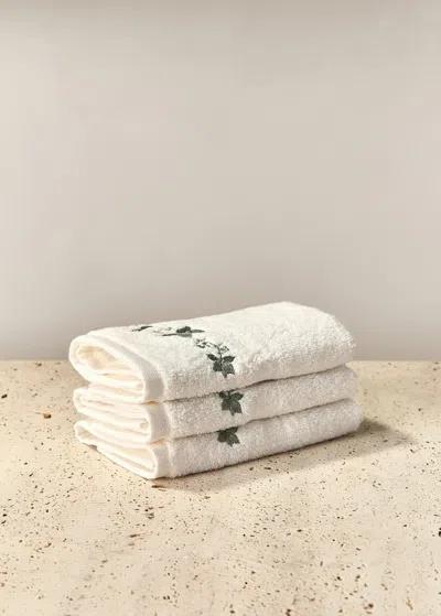 Mango Home Pack Of 3 Towels With Embroidered Flower Off White