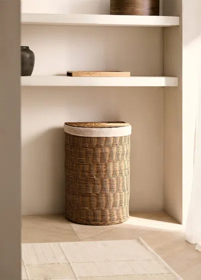 Mango Home Rattan Laundry Basket With Inner Lining Brown