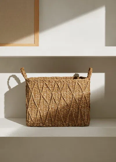 Mango Home Medium Square Basket With Handles Brown