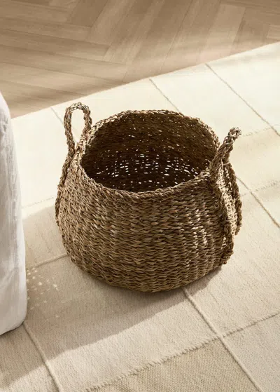 Mango Home Natural Fiber Basket With Double Handles Brown