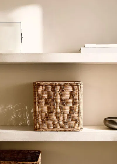 Mango Home Small Square Rattan Basket Brown