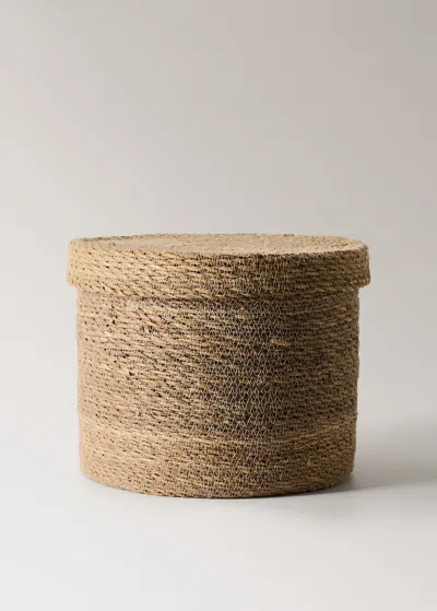 Mango Home Seagrass Basket With Round Lid Brown