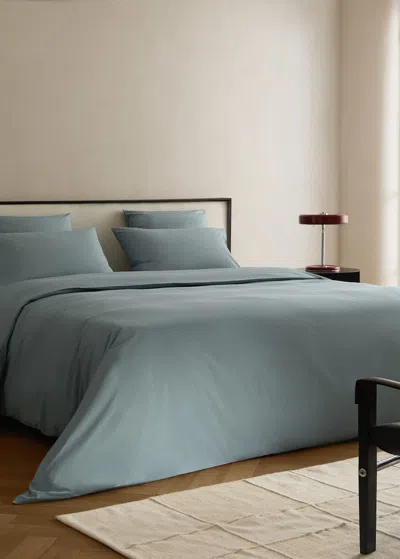 Mango Home Percale Cotton Duvet Cover King Bed Blue