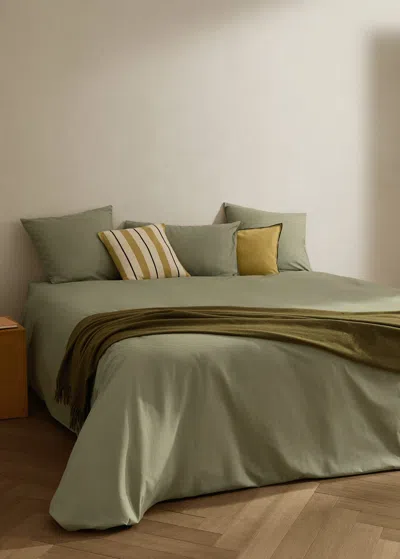Mango Home Percale Cotton Duvet Cover Superking Bed Green