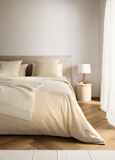 Mango Home Percale Cotton Duvet Cover With Leaf Print For 135/140 Cm Bed Vanilla