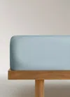 Mango Home Percale Cotton Fitted Sheet For 180 Cm Bed Blue