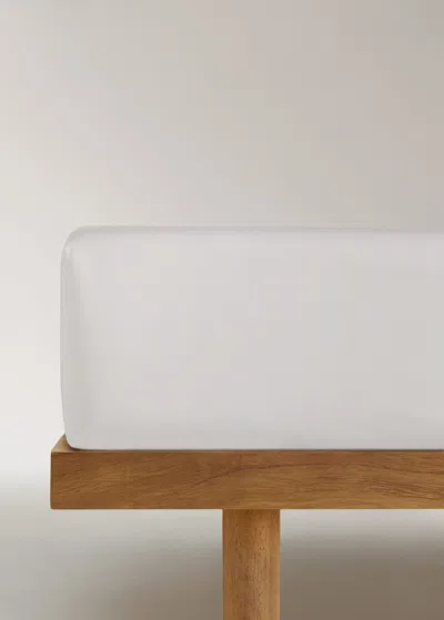 Mango Home Percale Cotton Fitted Sheet For 180 Cm Bed Ecru In White