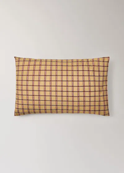 Mango Home Percale Cotton Pillowcase With Check Print 50x75 Cm Mustard In Yellow