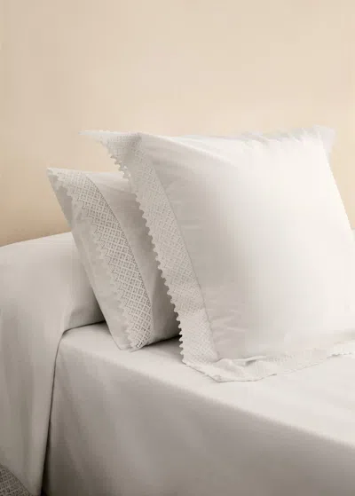 Mango Home Pillow Cover Lace Detail 60x60 Cm White