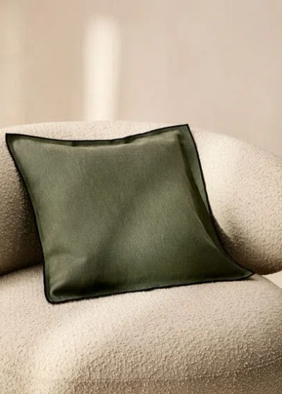 Mango Home Piping Cotton Linen Cushion Cover Forest Green