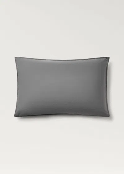 Mango Home Poplin Cotton Pillowcase With Double Topstitching 50x75cm Medium Grey