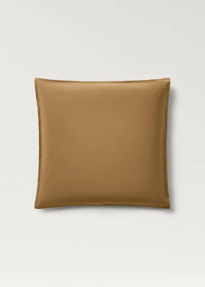 Mango Home Poplin Cotton Pillowcase With Double Topstitching 60x60cm Caramel