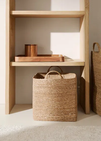 Mango Home Rectangular Natural Fibre Basket 32x30cm Brown