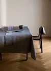 Mango Home Resin-coated 100% Linen Tablecloth With Contrasting Overlock For 8 To 10 Diners Ink Blue