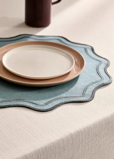 Mango Home Resin Cotton Tablecloth Waves Green