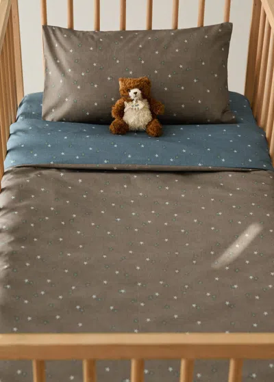 Mango Home Reversible Cotton Percale Crib Duvet Cover With Stars Blue