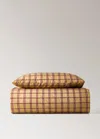 Mango Home Reversible Cotton Percale Duvet Cover For Cribs, Checkered Pattern Mustard In Yellow