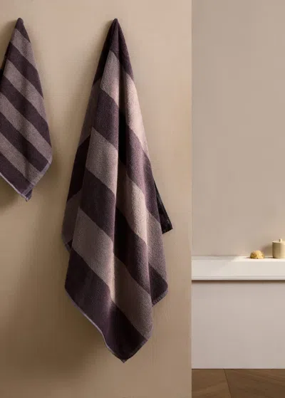 Mango Home Reversible Two-tone Striped Bath Towel Plum