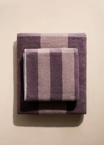 Mango Home Reversible Two-tone Striped Bathroom Towel Plum