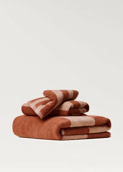 Mango Home Reversible Two-tone Striped Hand Towel Medium Pink