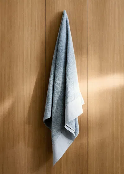 Mango Home Bath Towel With Linen Border Sky Blue