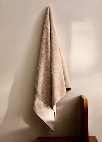 Mango Home Bath Towel With Linen Border Pink
