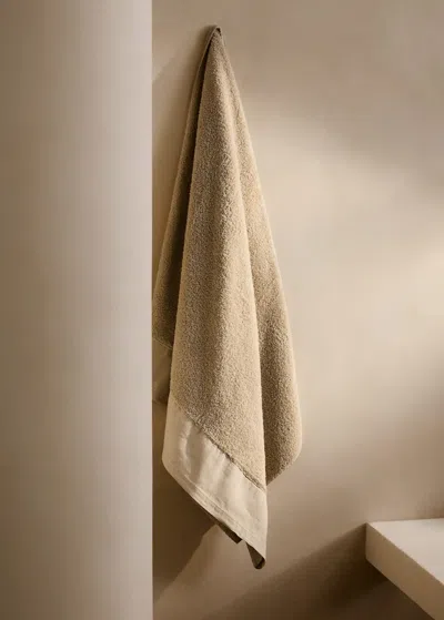 Mango Home Bath Towel With Linen Border Sand