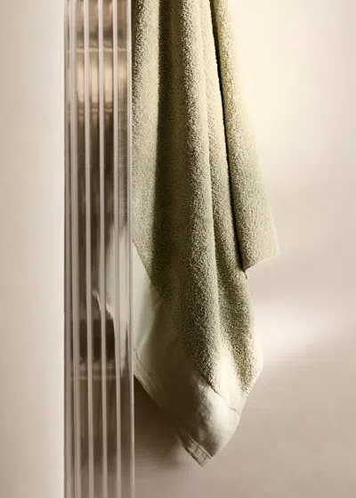 Mango Home Bath Towel With Linen Border Forest Green
