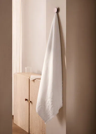Mango Home Floral Border Bath Towel White