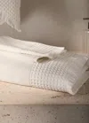 Mango Home Waffle Border Bath Towel With Fringe Off White